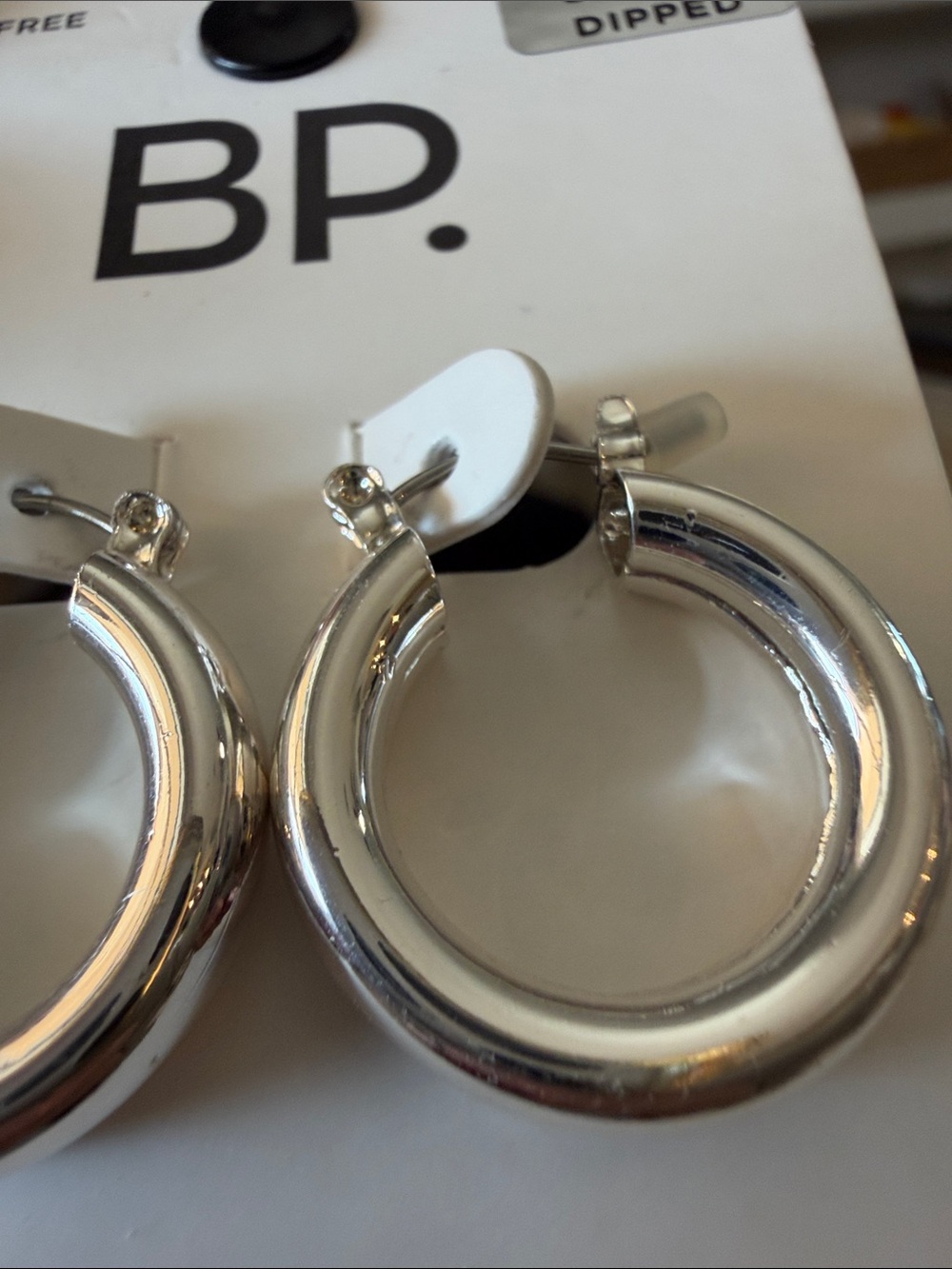 bp Polished Silver Tube Hoop Earrings #25 - Picture 2 of 2